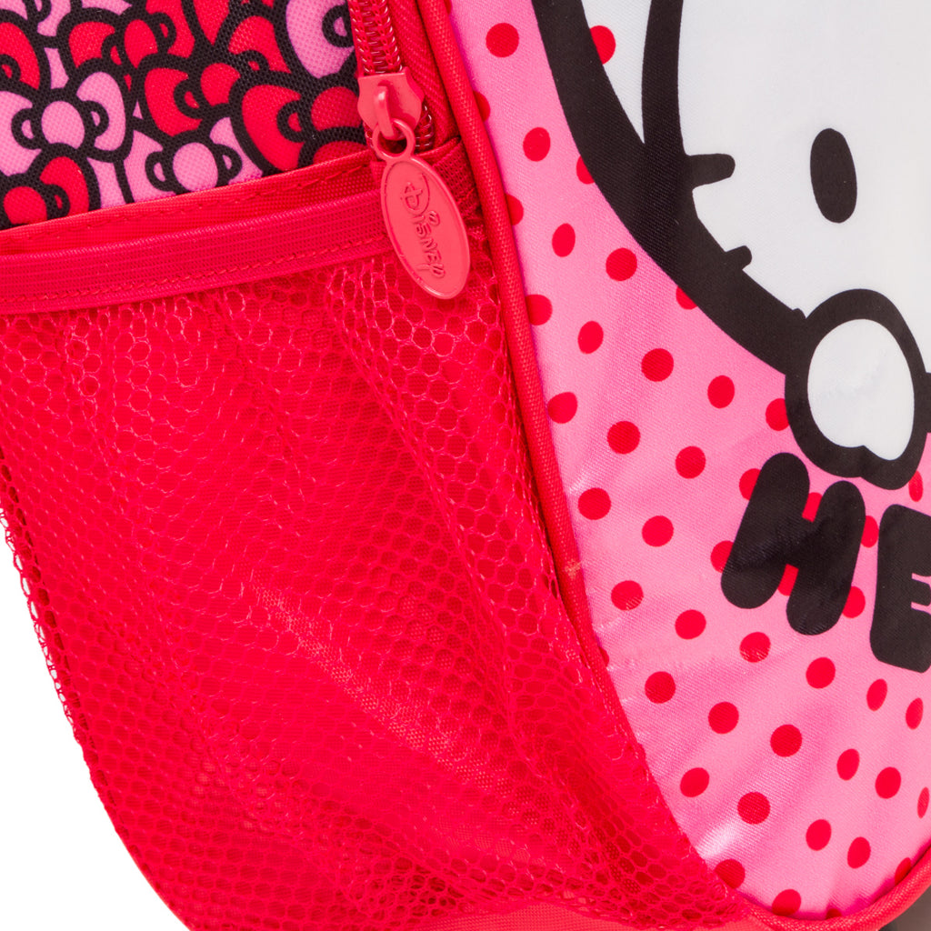 Zaino trolley piccolo da scuola rosso e rosa con stampa Hello Kitty