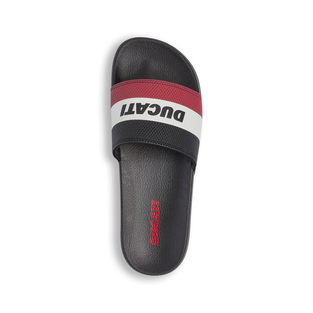 Ciabatte da Uomo Nere con Fascia Logo Rosso e Bianco Ducati