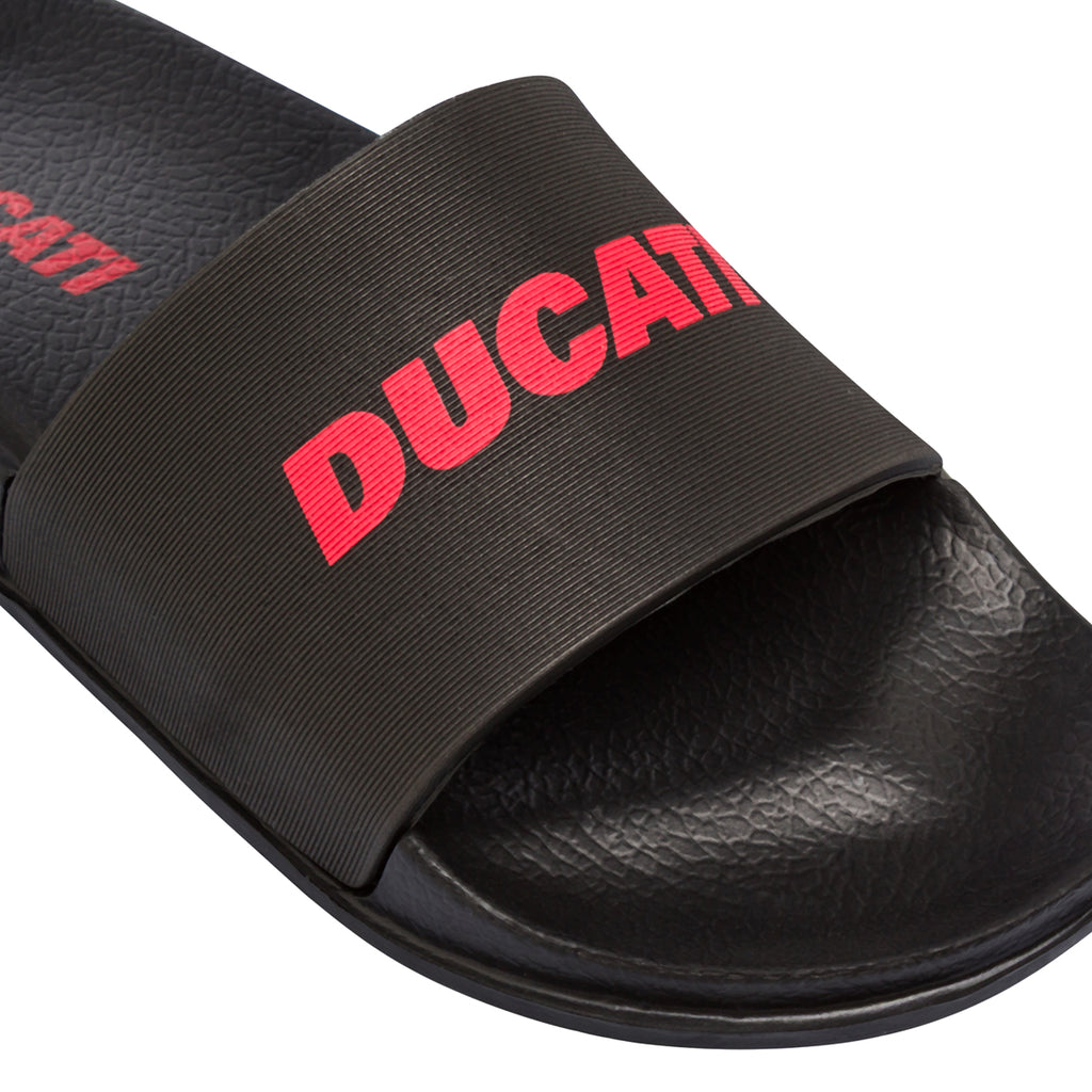 Ciabatte da Uomo Nere con Fascia Logo Rosso Ducati