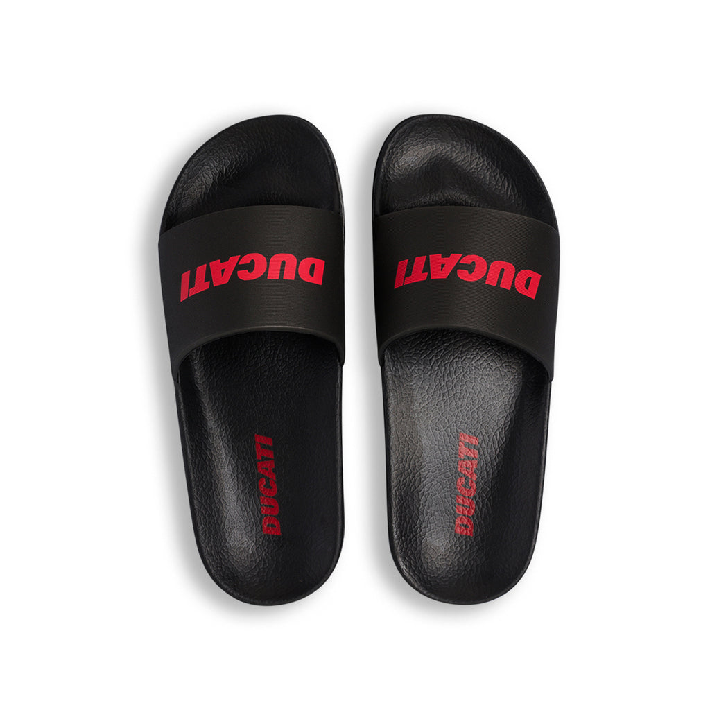 Ciabatte da Uomo Nere con Fascia Logo Rosso Ducati
