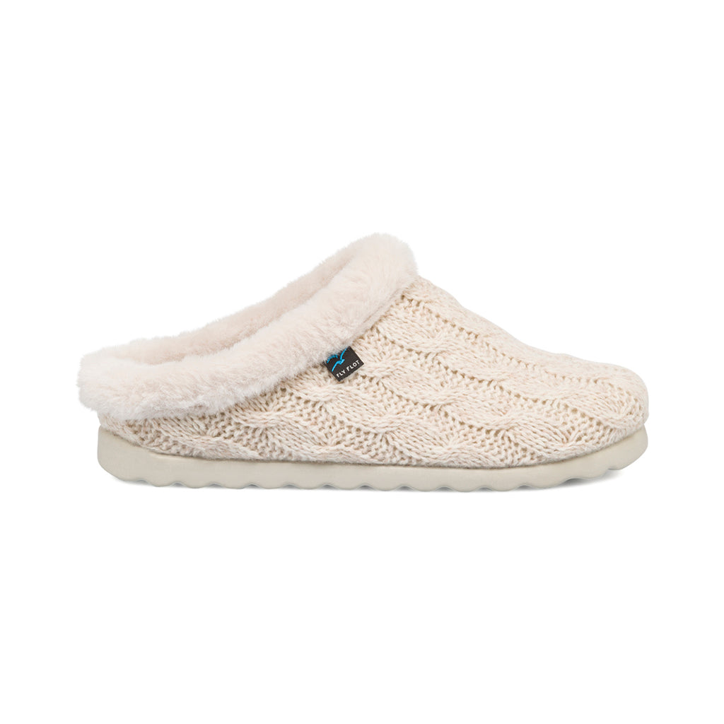 Pantofole bianche in tessuto da donna con sottopiede anatomico anti-shock Fly Flot