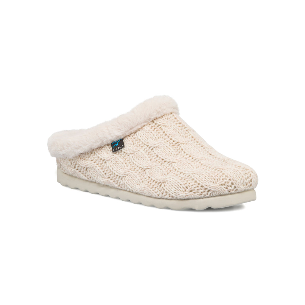 Pantofole bianche in tessuto da donna con sottopiede anatomico anti-shock Fly Flot