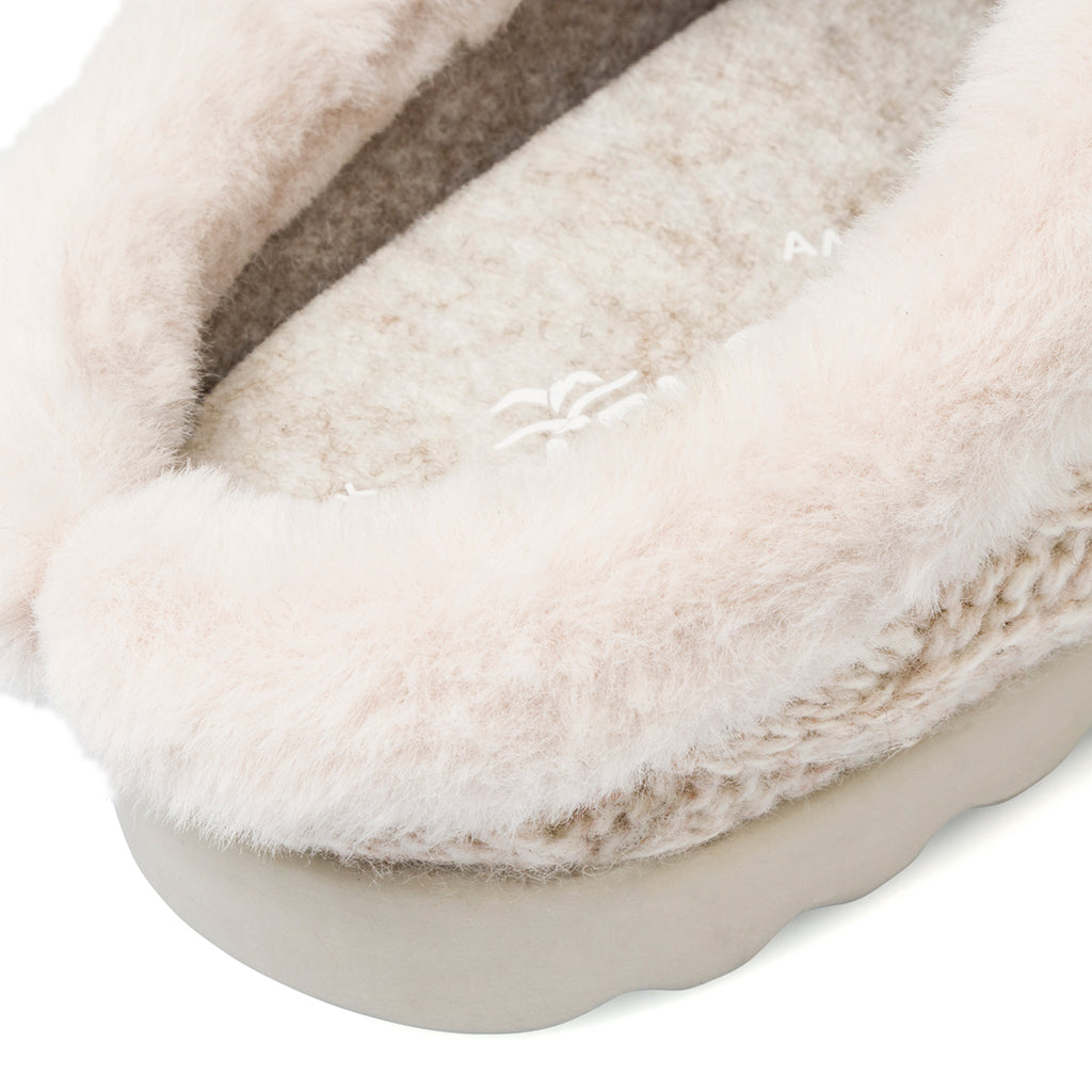 Pantofole bianche in tessuto da donna con sottopiede anatomico anti-shock Fly Flot
