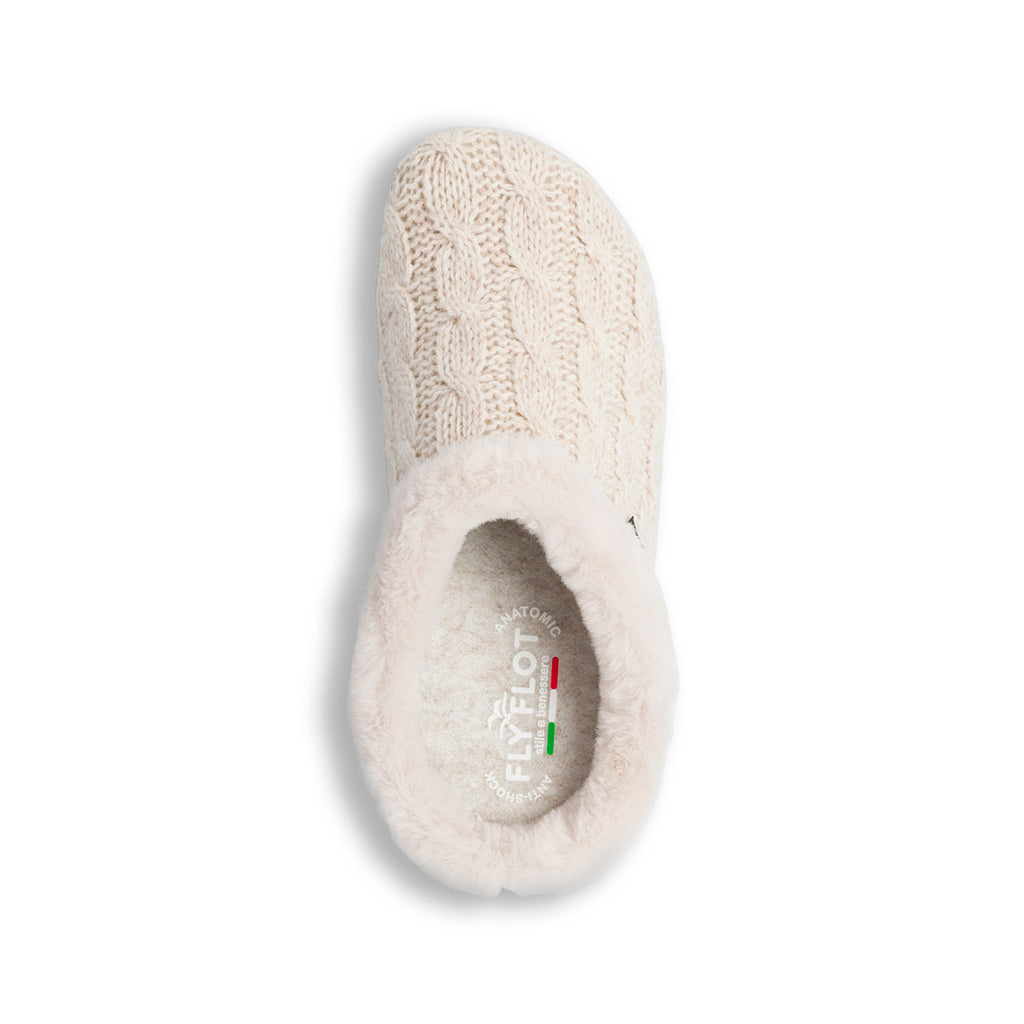 Pantofole bianche in tessuto da donna con sottopiede anatomico anti-shock Fly Flot