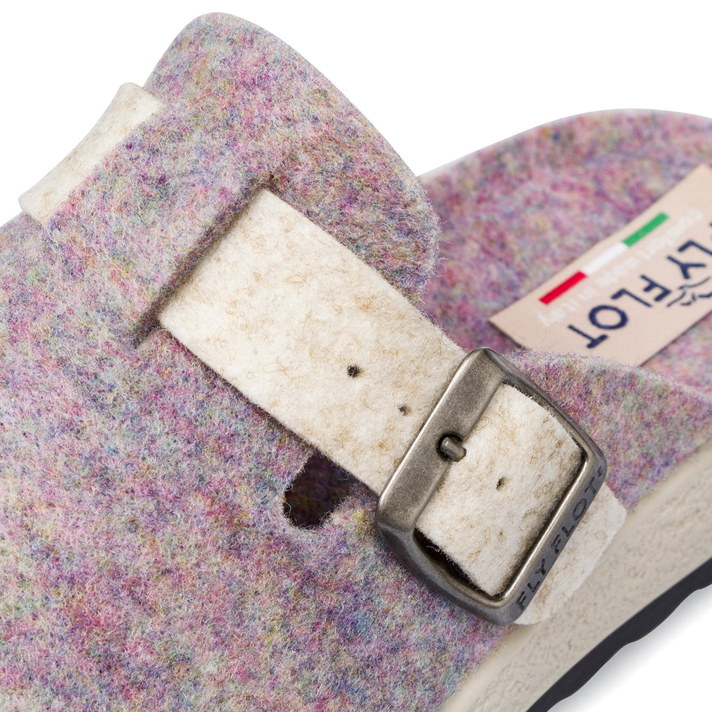 Ciabatte con fibbia lilla in feltro da Donna Fly Flot
