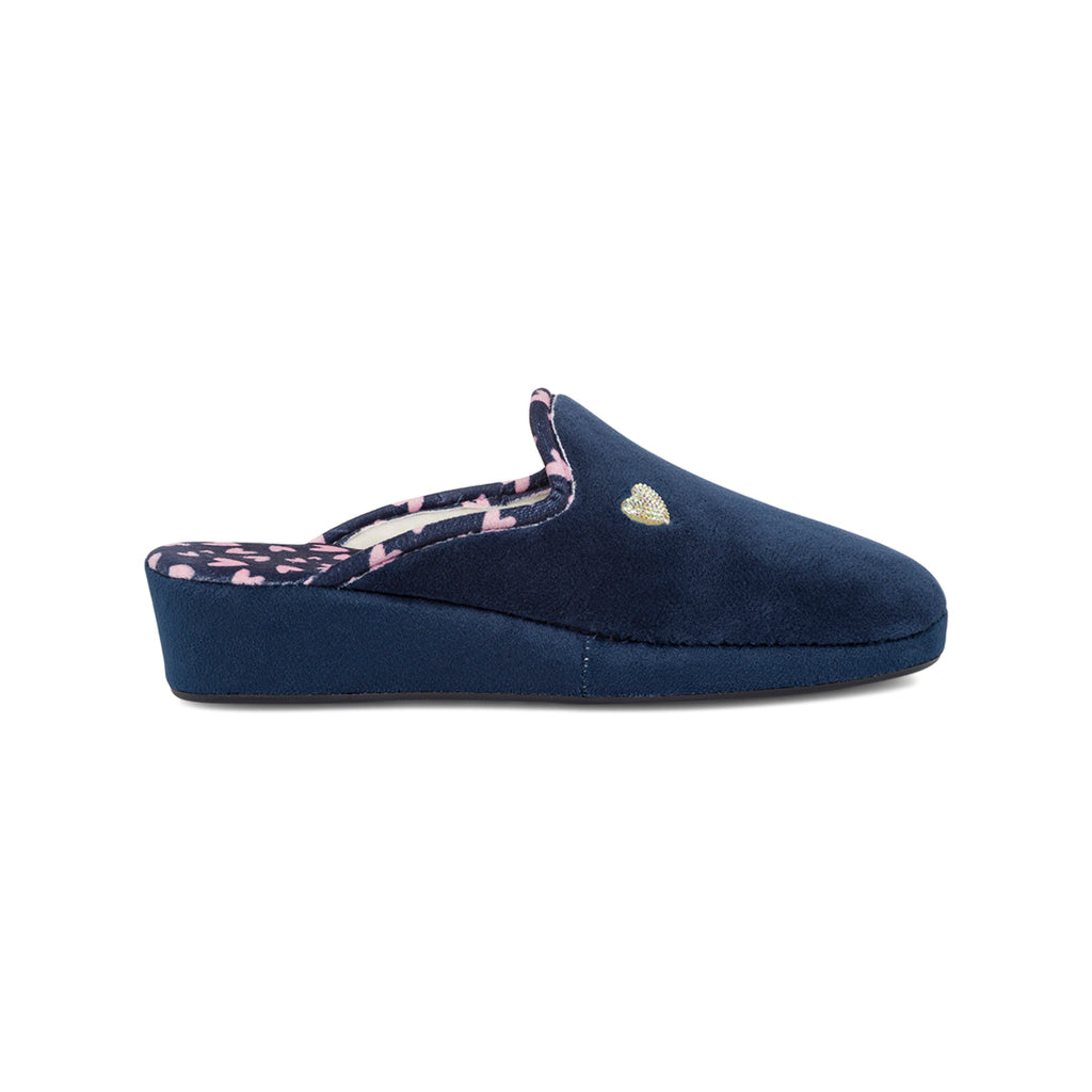 Pantofole blu da Donna con dettaglio cuoricini Stilrosa