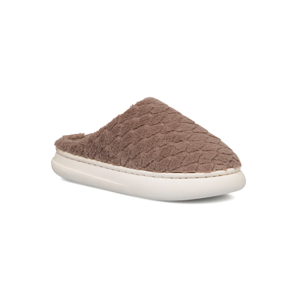 Pantofole taupe da donna in pelliccia sintetica Lora Ferres