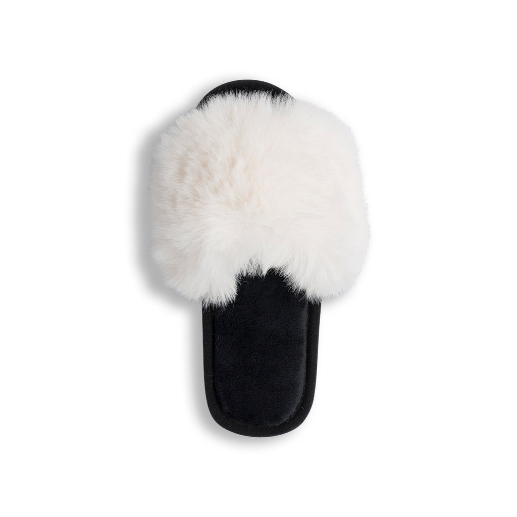 Ciabatta a fascia in pelliccia sintetica bianca da donna Lora Ferres