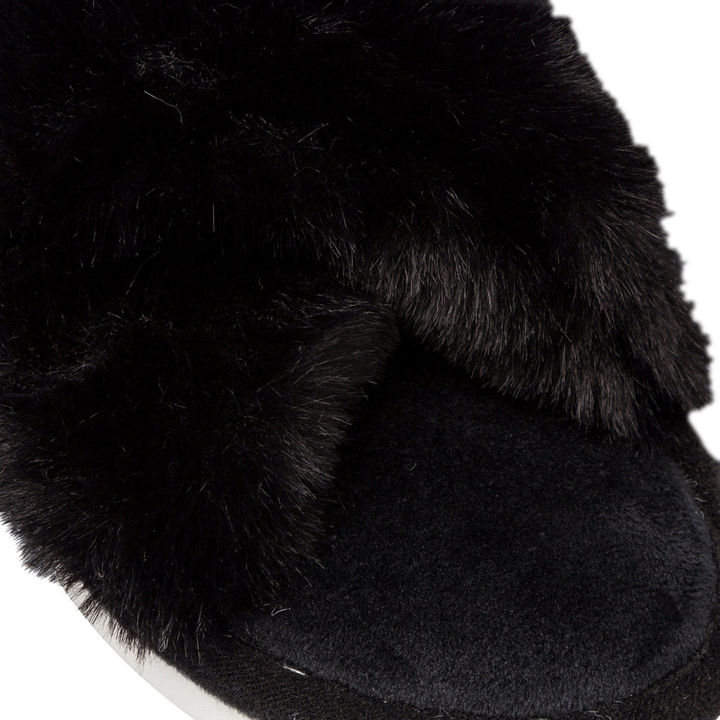 Ciabatta a fascia in pelliccia sintetica nera da donna Lora Ferres