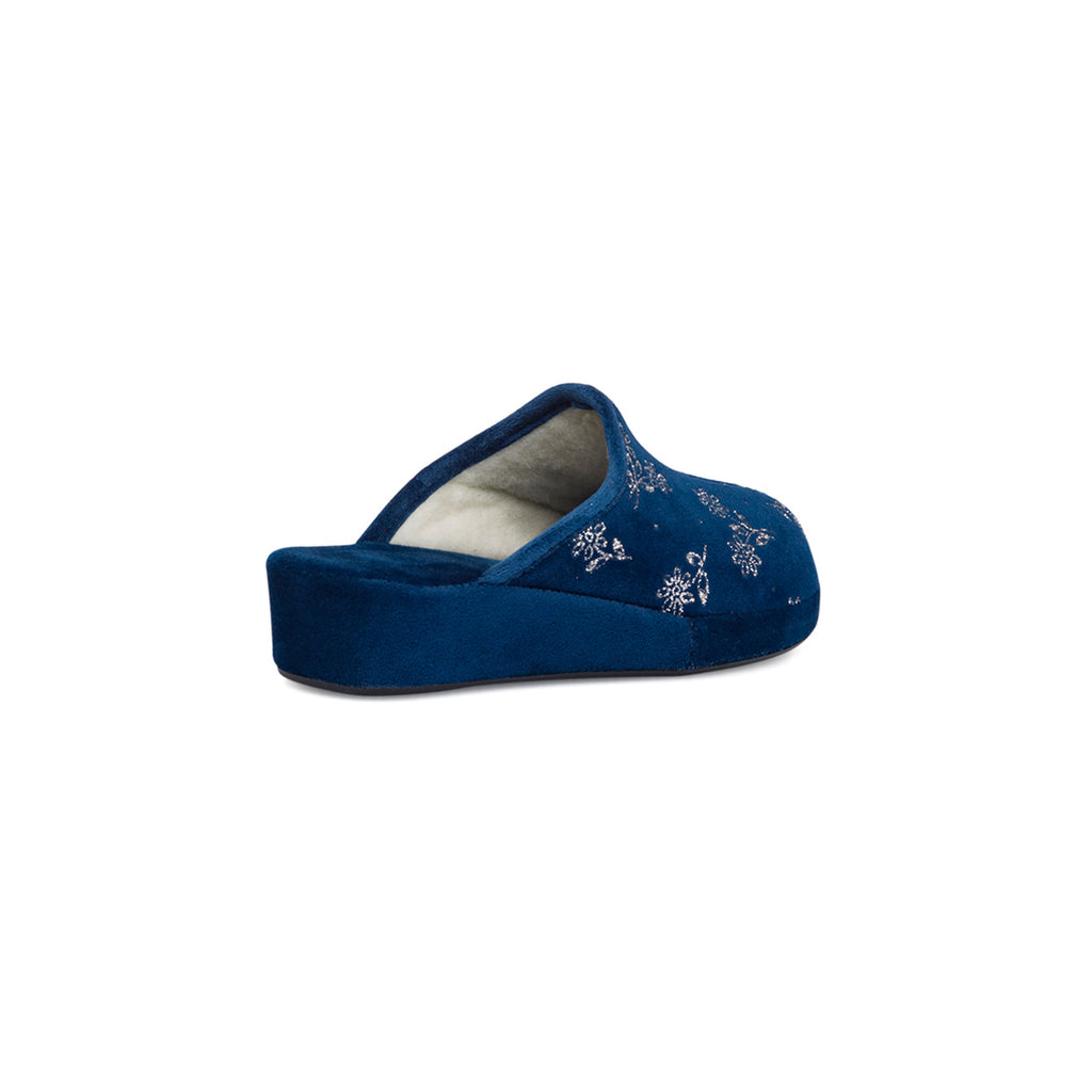 Ciabatte da Donna blu con fiori effetto velluto Stilrosa