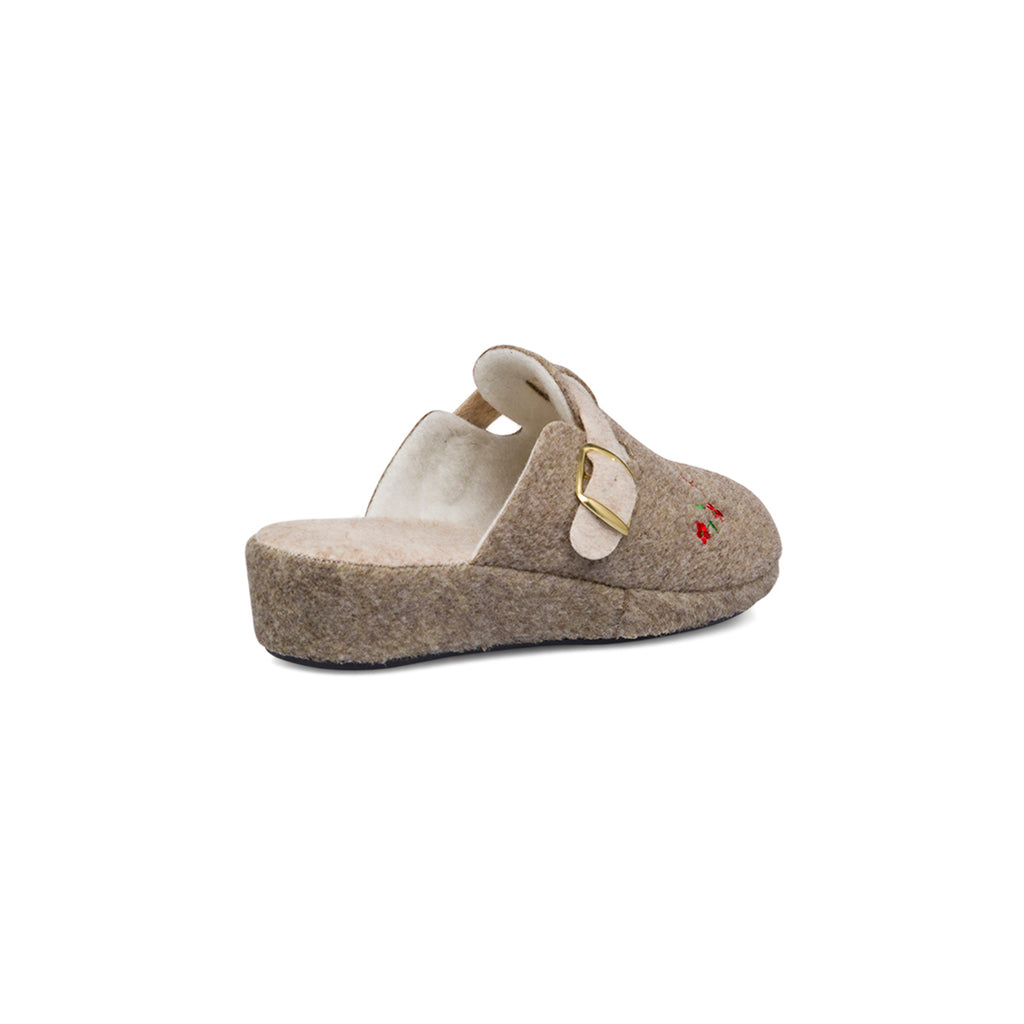 Pantofole da Donna in feltro con fiori e fibbia