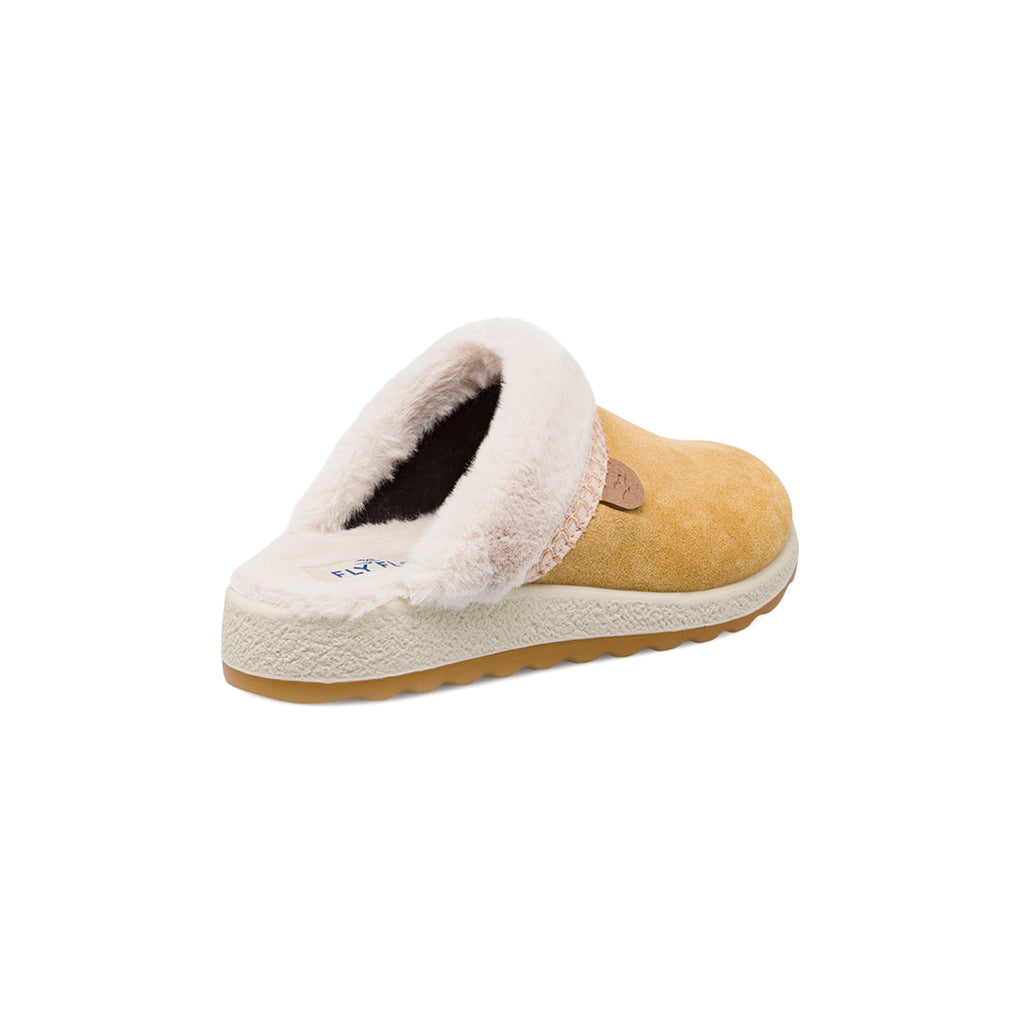 Ciabatte da donna beige con calda fodera in pelliccia sintetica Fly Flot