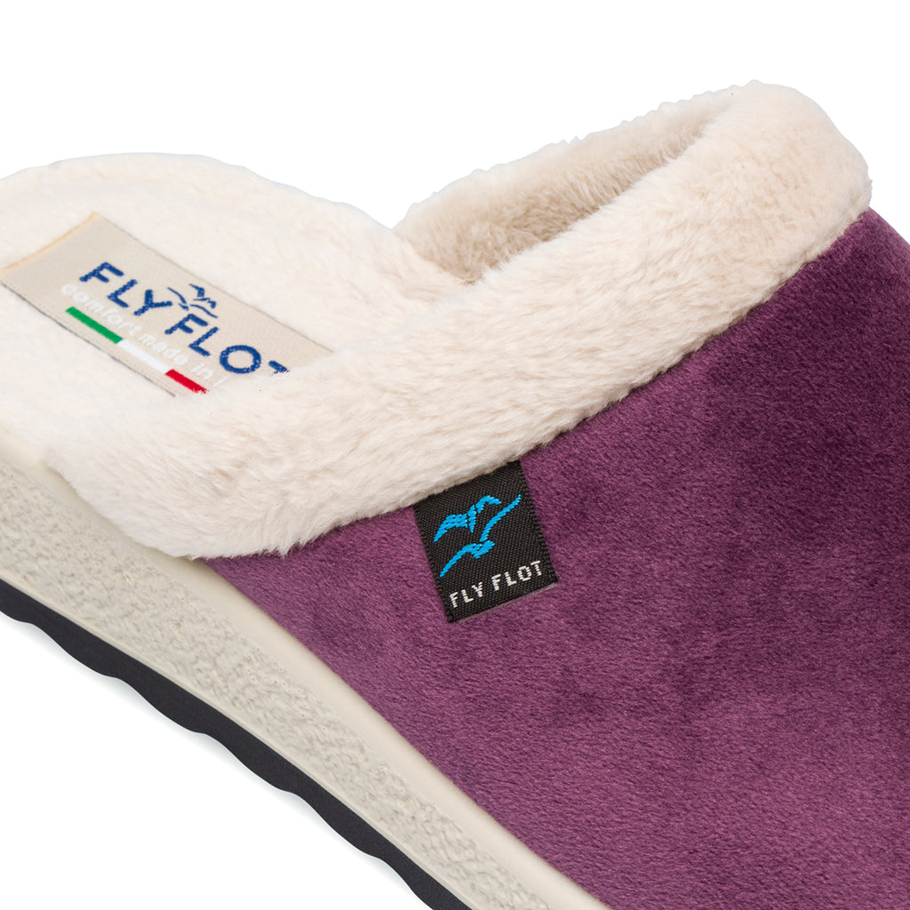 Ciabatte da donna lilla foderate in pelliccia sintetica Fly Flot