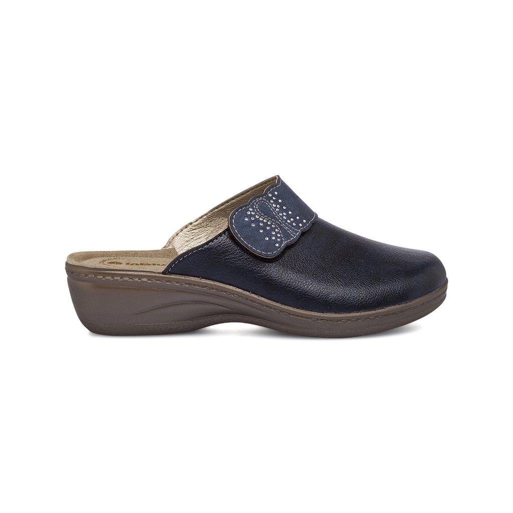 Ciabatte da donna blu Inblu con dettagli strass e sottopiede in piede