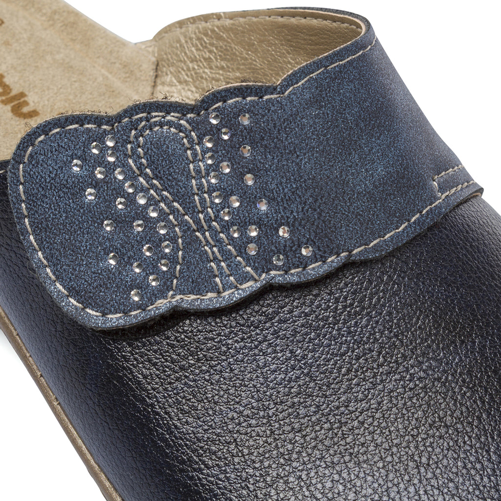 Ciabatte da donna blu Inblu con dettagli strass e sottopiede in piede