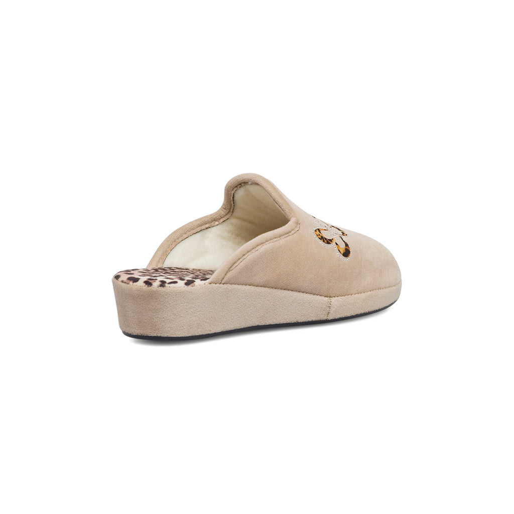 Pantofole beige da Donna con farfalla e strass decorative Stilrosa