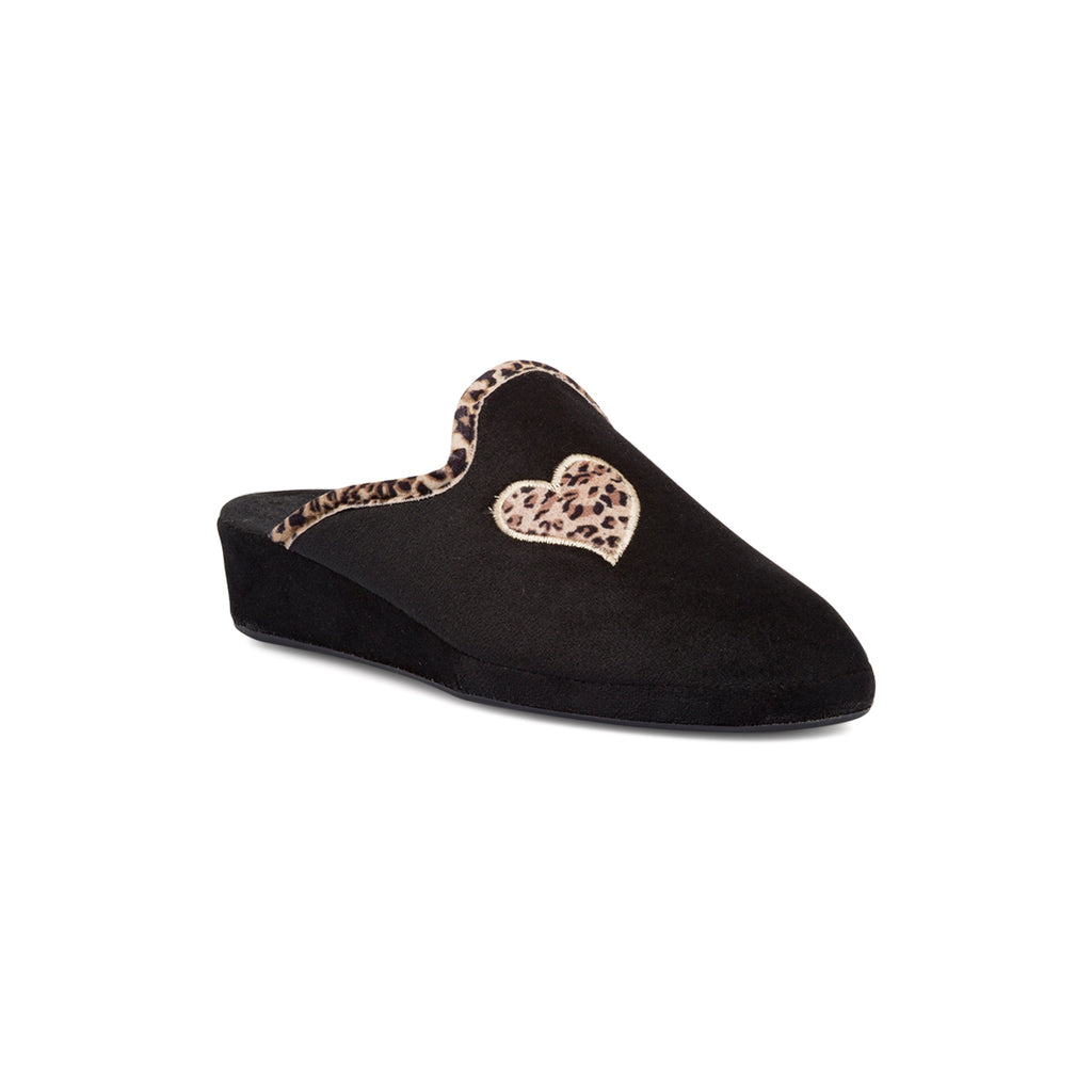 Ciabatte nere da Donna con dettaglio cuore animalier Stilrosa