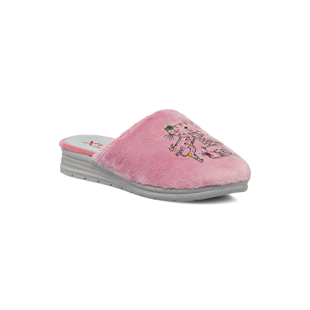 Pantofole da donna rosa Tiglio con gatti ricamati