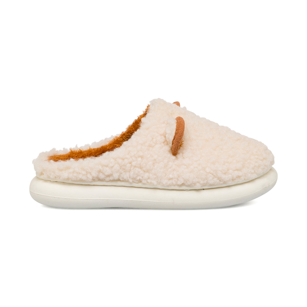 Ciabatte da donna bianche in tessuto orsetto con dettagli orecchie Ramblas