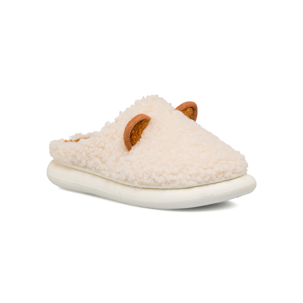 Ciabatte da donna bianche in tessuto orsetto con dettagli orecchie Ramblas