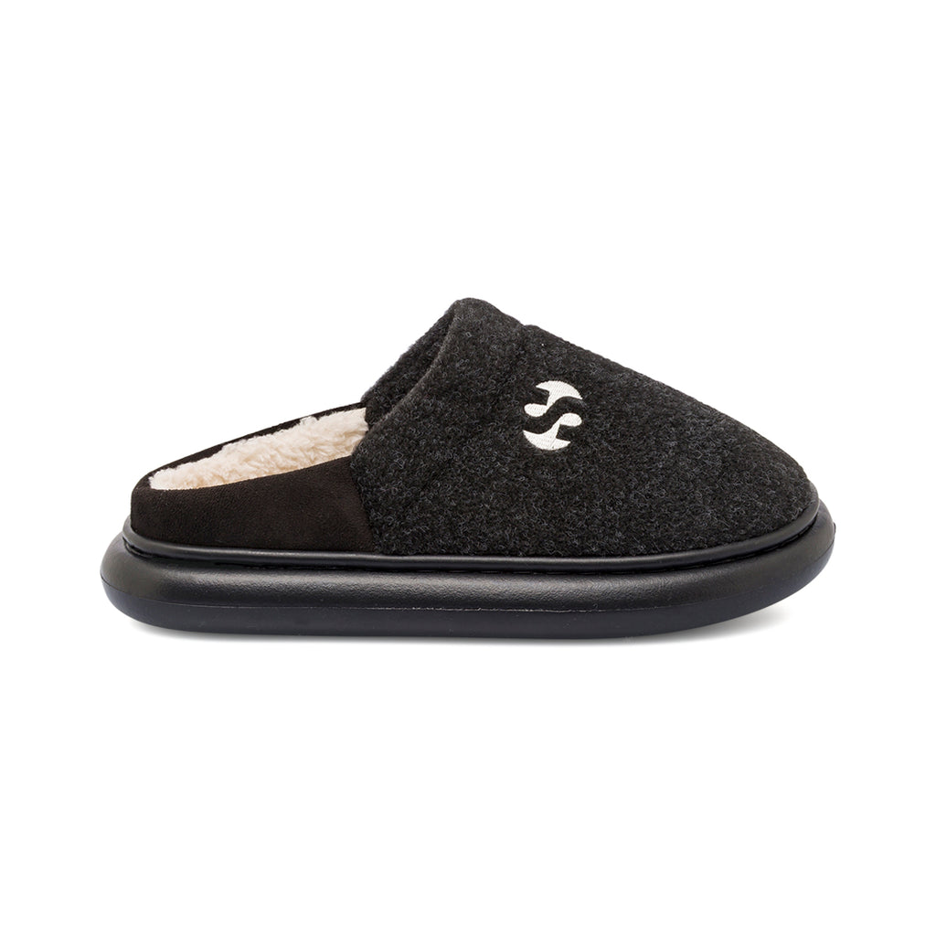 Pantofole da donna nere Superga con suola alta e interno imbottito