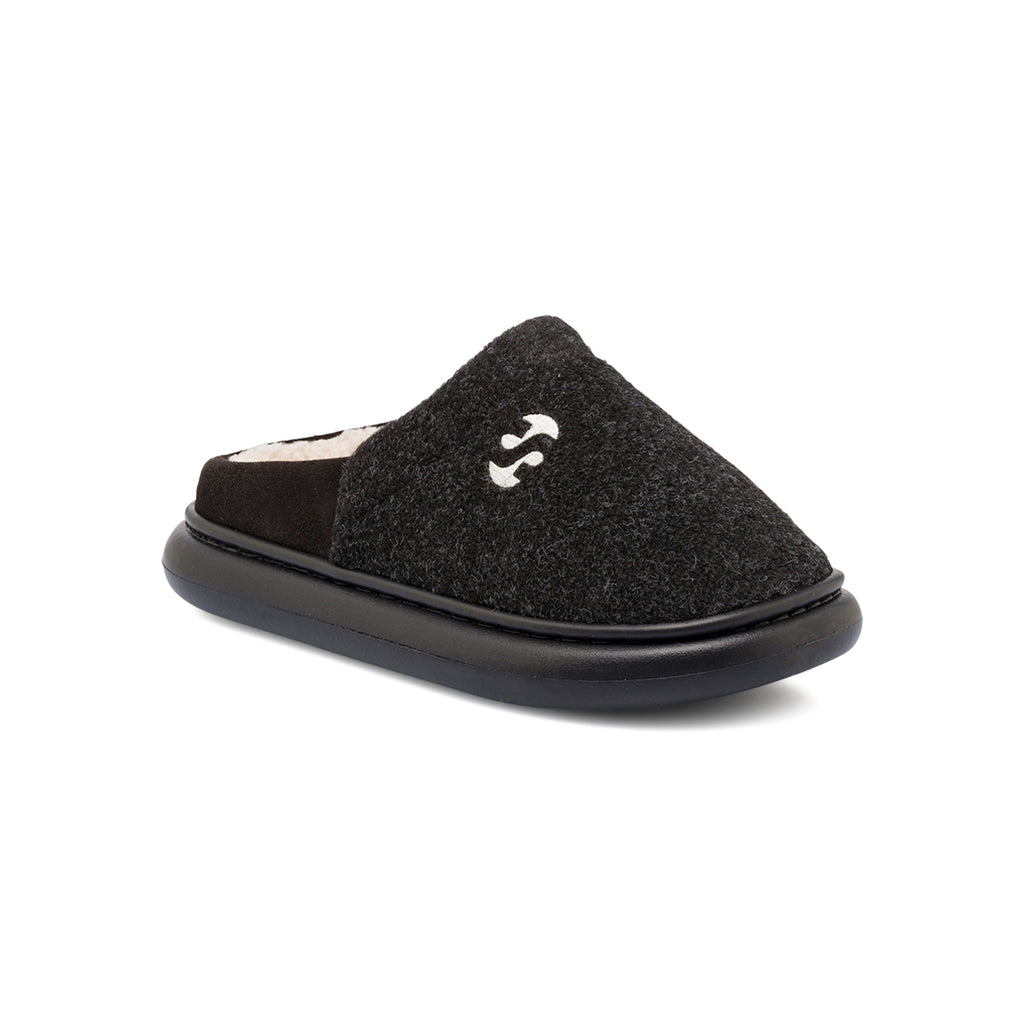 Pantofole da donna nere Superga con suola alta e interno imbottito