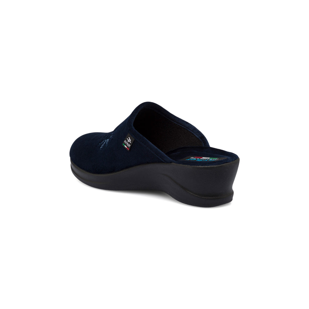 Pantofole sanitarie blu da donna con decorazione floreale Fly Flot