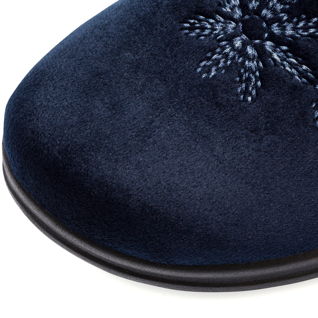 Pantofole sanitarie blu da donna con decorazione floreale Fly Flot