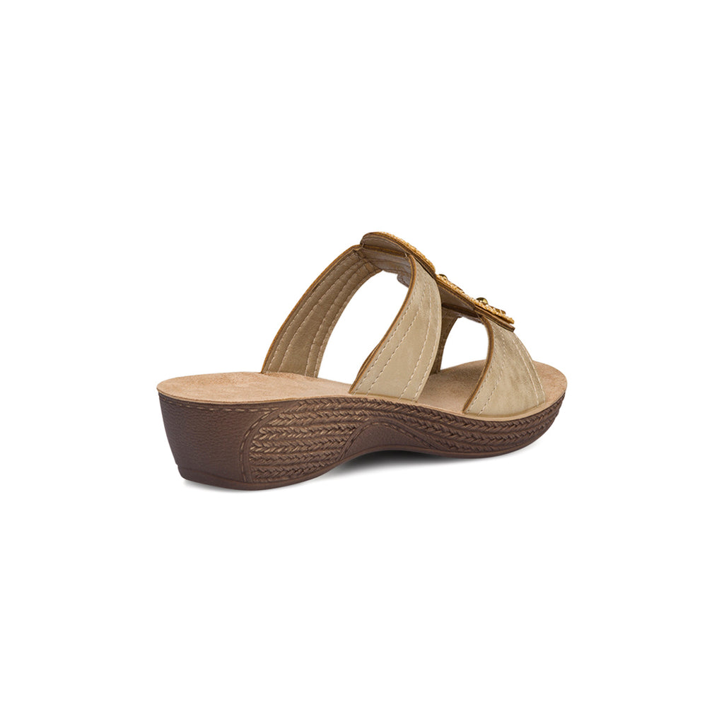 Ciabatte doppia fascia beige da donna con cerchi e strass Inblu