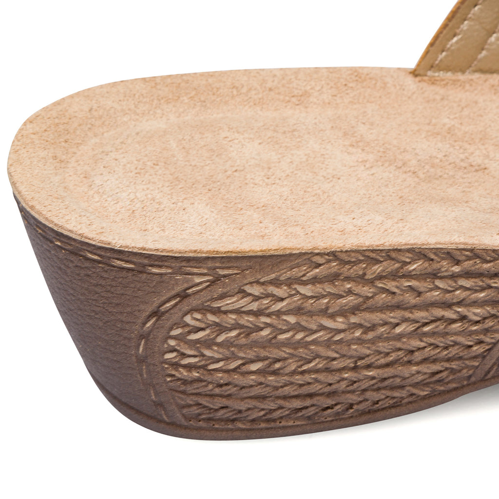 Ciabatte doppia fascia beige da donna con cerchi e strass Inblu