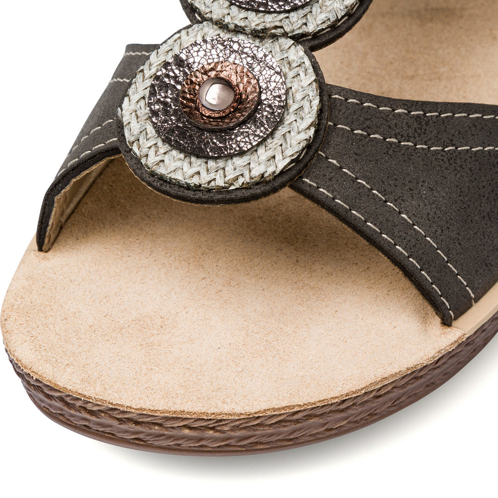 Ciabatte doppia fascia nere da donna con cerchi e strass Inblu