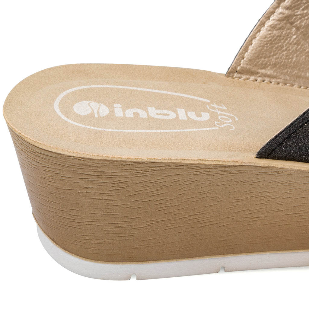 Ciabatte doppia fascia nere da donna con velcro e strass Inblu