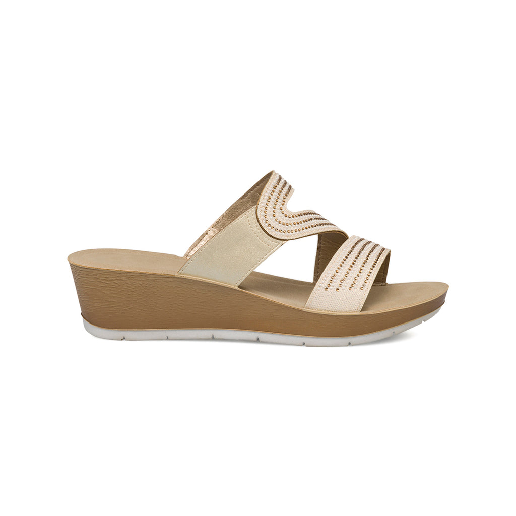 Ciabatte doppia fascia platino da donna con elastico e strass Inblu