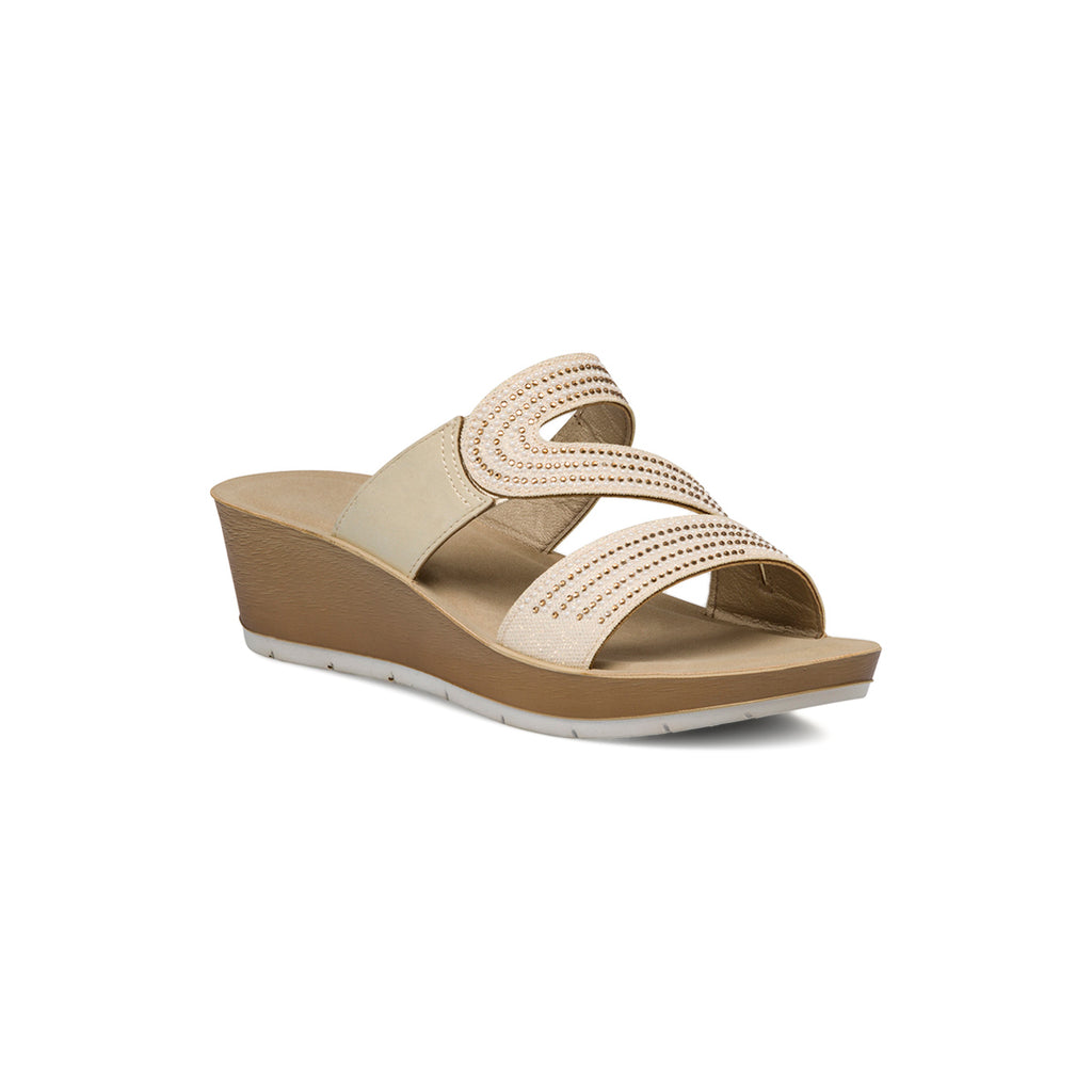 Ciabatte doppia fascia platino da donna con elastico e strass Inblu