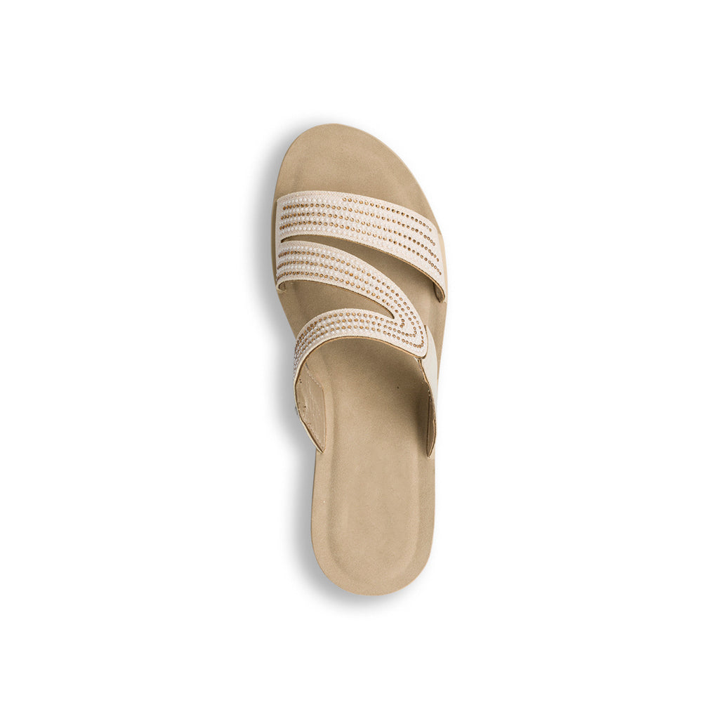 Ciabatte doppia fascia platino da donna con elastico e strass Inblu