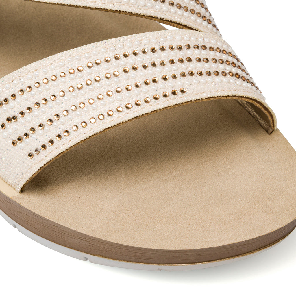 Ciabatte doppia fascia platino da donna con elastico e strass Inblu