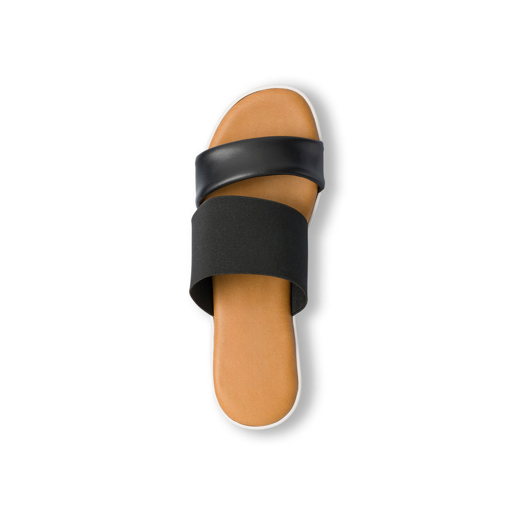 Ciabatte da donna con doppia fascia nere Tè Verde