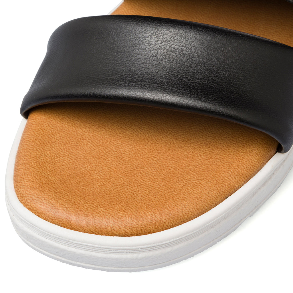 Ciabatte da donna con doppia fascia nere Tè Verde