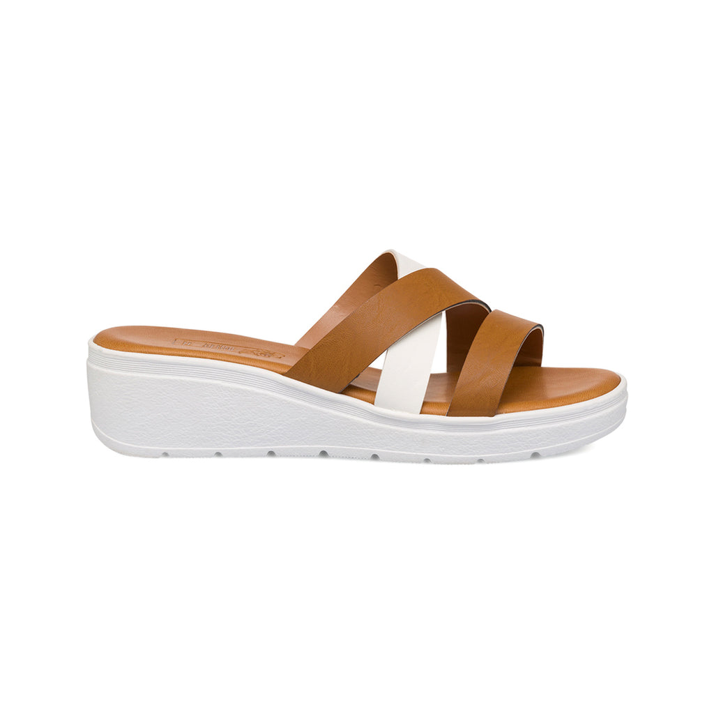 Ciabatte da donna bianche e marroni Tè Verde