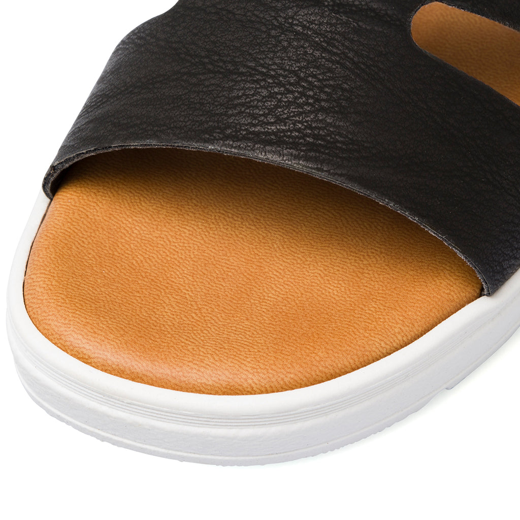 Ciabatte da donna con zeppa nere e bianche 5 cm Té Verde