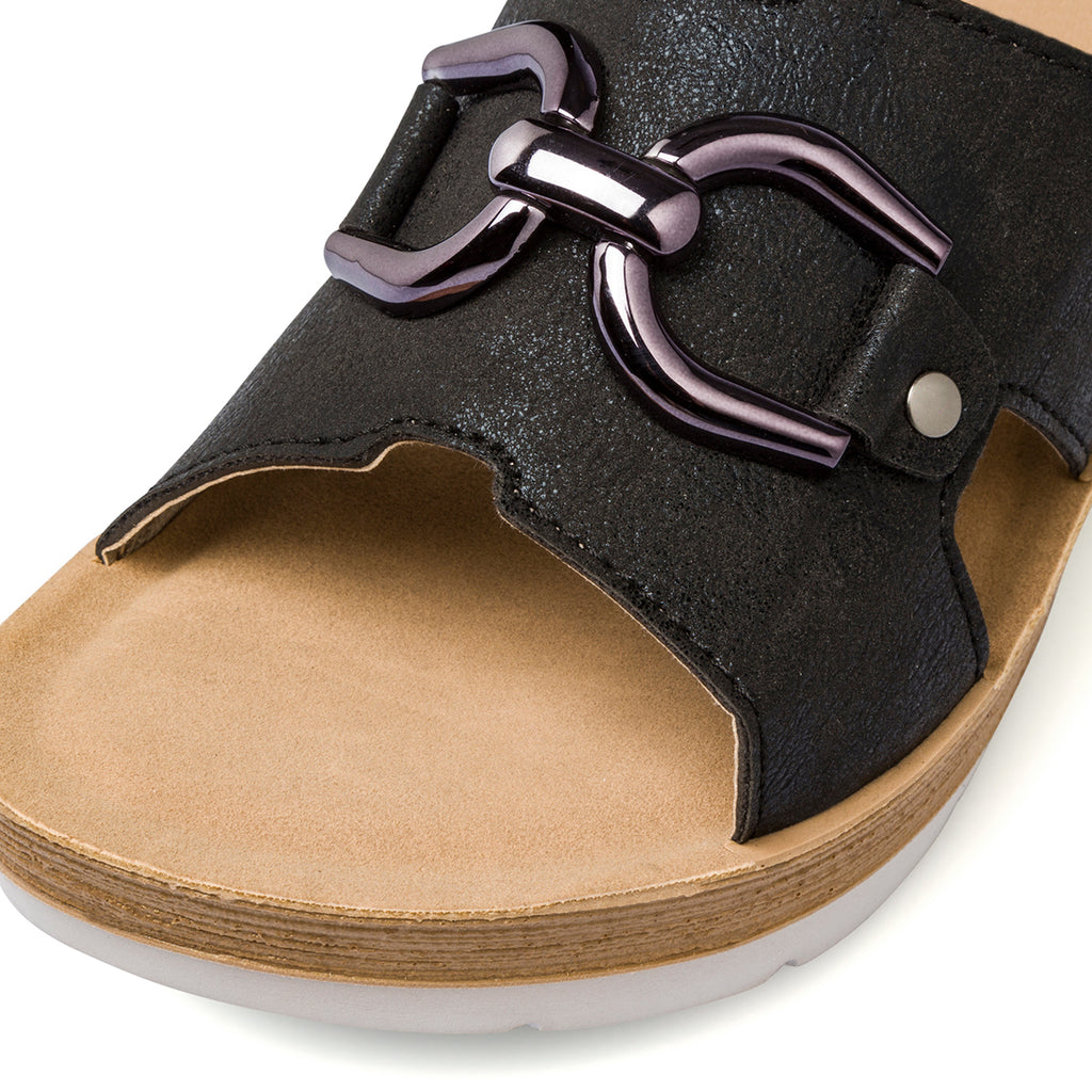 Ciabatte nere da donna con zeppa e morsetto Inblu