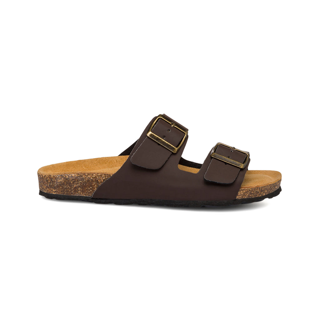 Ciabatte da Donna Marrone con sottopiede in Pelle e doppia fibbia Italia Trend Sabina