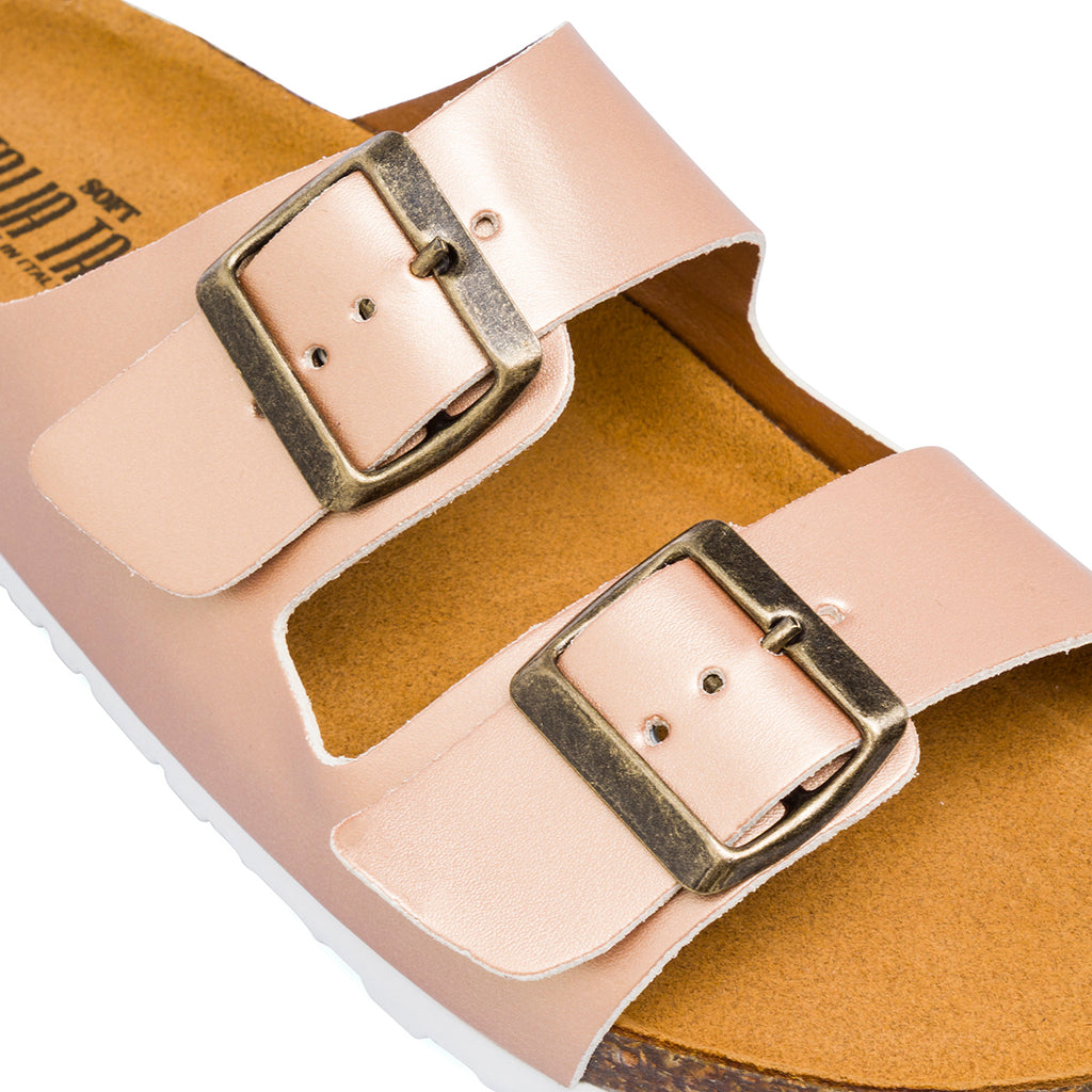 Ciabatte Rosa da Donna con doppia Fibbia Regolabile e suola in sughero Italia Trend
