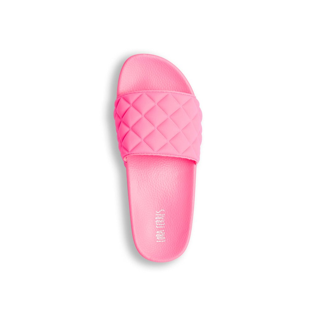 Ciabatte da donna fucsia con fascia singola effetto trapuntato e platform Lora Ferres