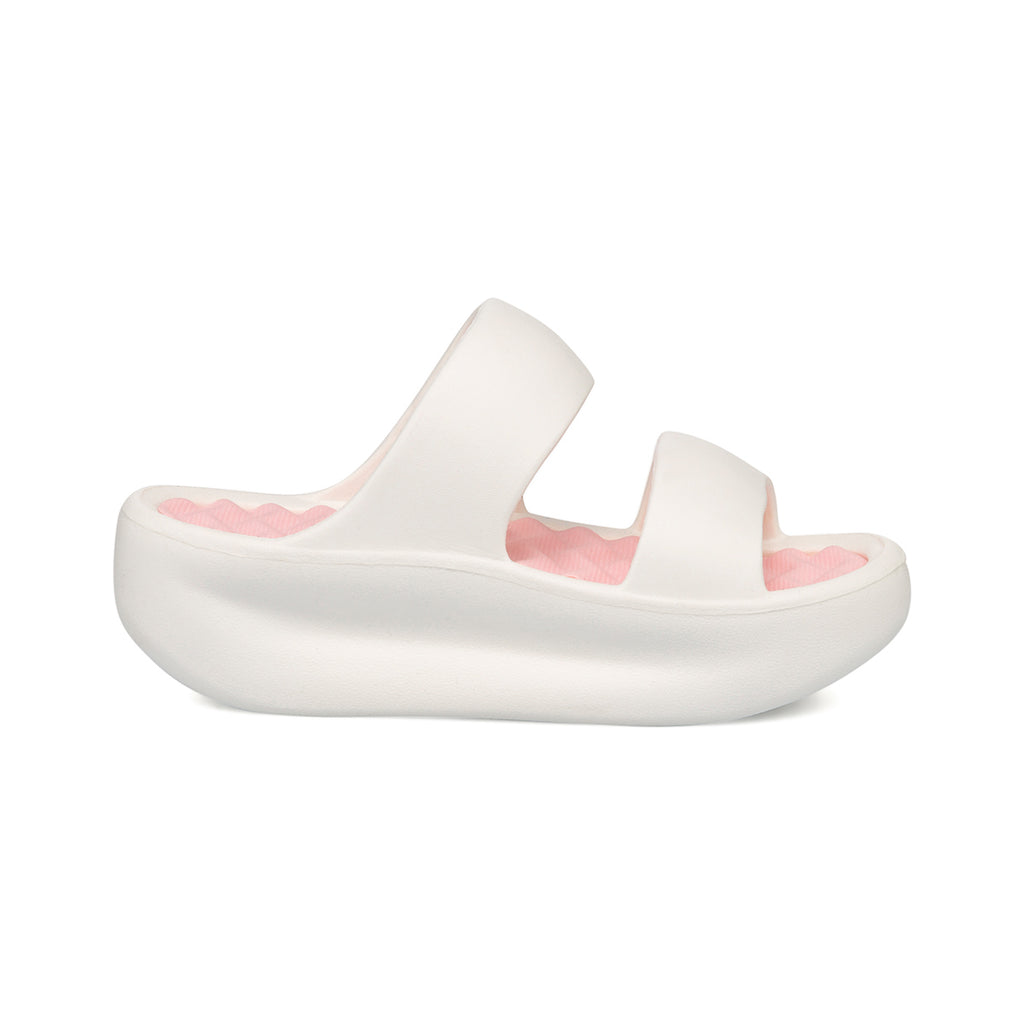 Ciabatte da donna bianco off-white e rosa con platform Lora Ferres