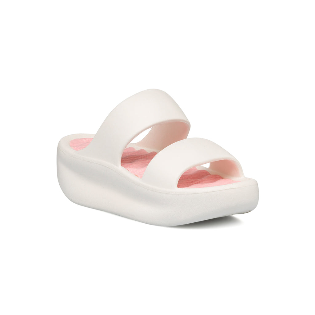 Ciabatte da donna bianco off-white e rosa con platform Lora Ferres