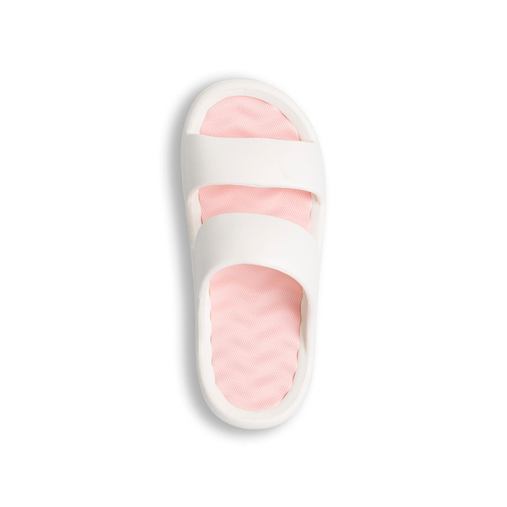 Ciabatte da donna bianco off-white e rosa con platform Lora Ferres