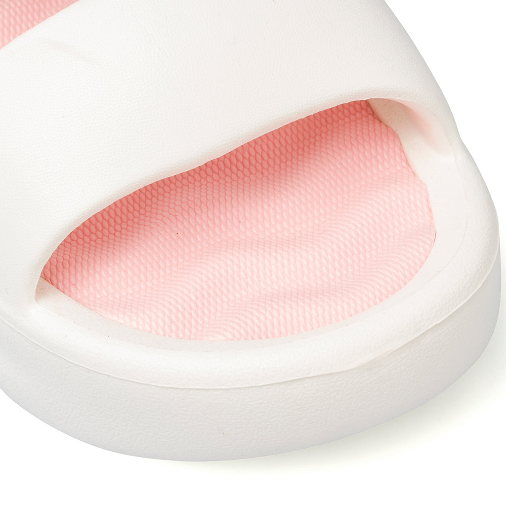 Ciabatte da donna bianco off-white e rosa con platform Lora Ferres