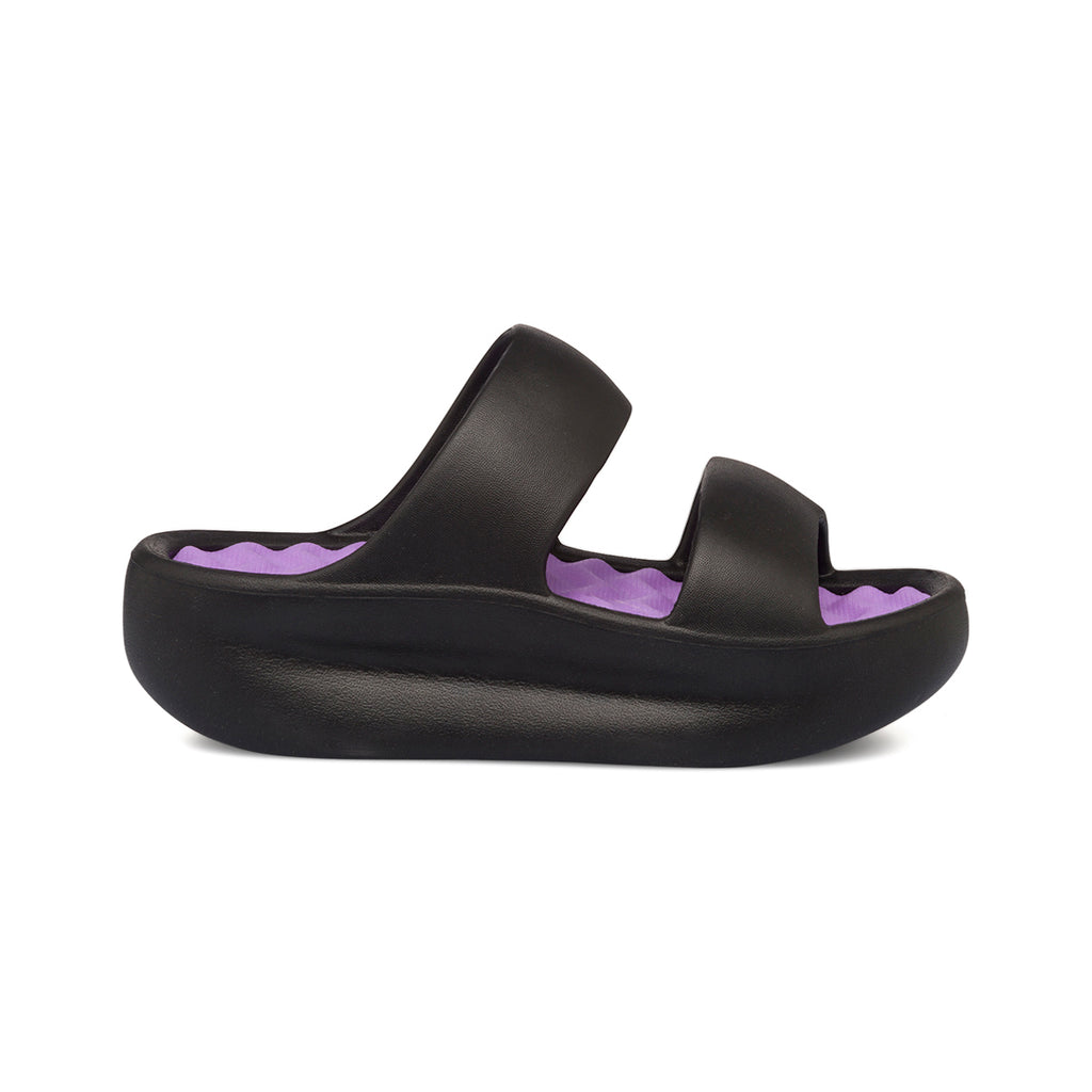 Ciabatte da donna nere e lilla con platform Lora Ferres