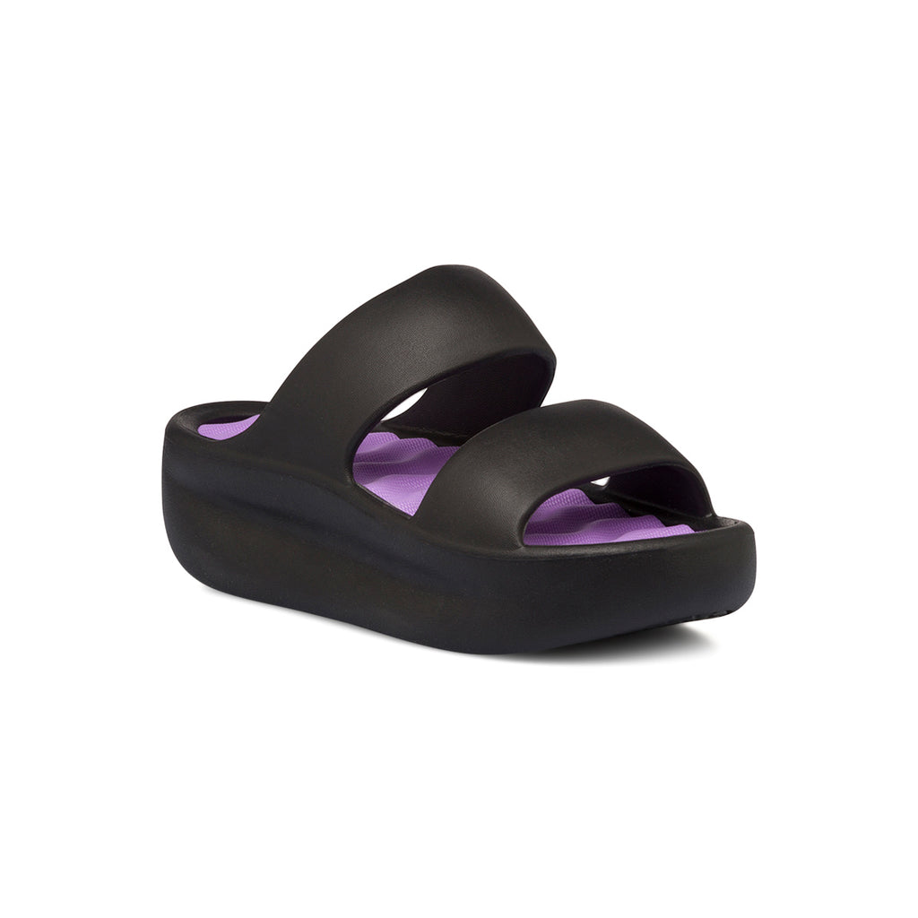 Ciabatte da donna nere e lilla con platform Lora Ferres